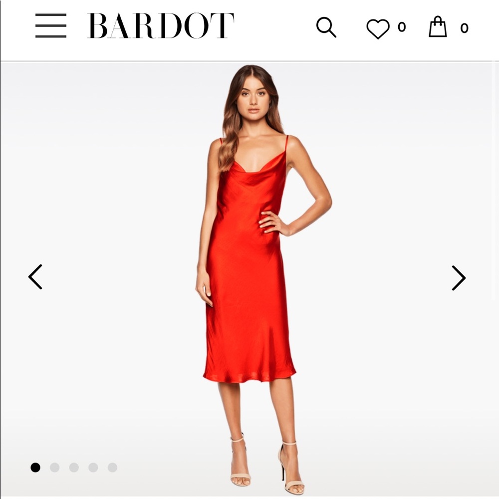 Bardot Slip Dress in Fire Red